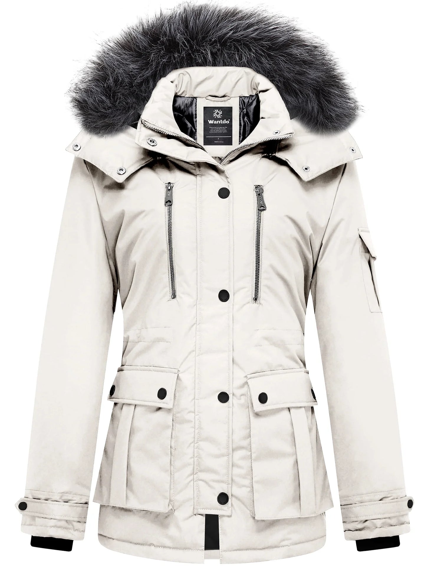 Women'S plus Size Coat Warm Winter Jacket Windproof Outerwear Jacket Beige Xl