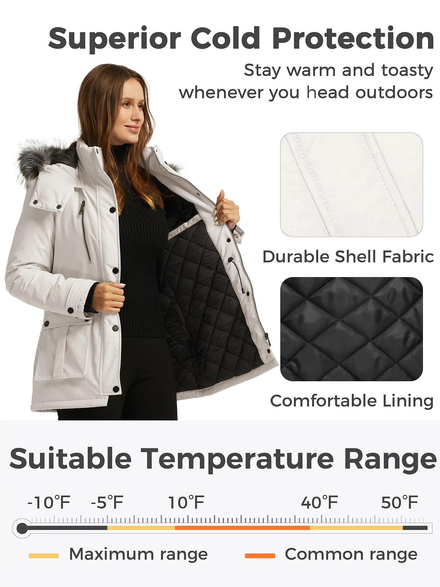 Women'S plus Size Coat Warm Winter Jacket Windproof Outerwear Jacket Beige Xl