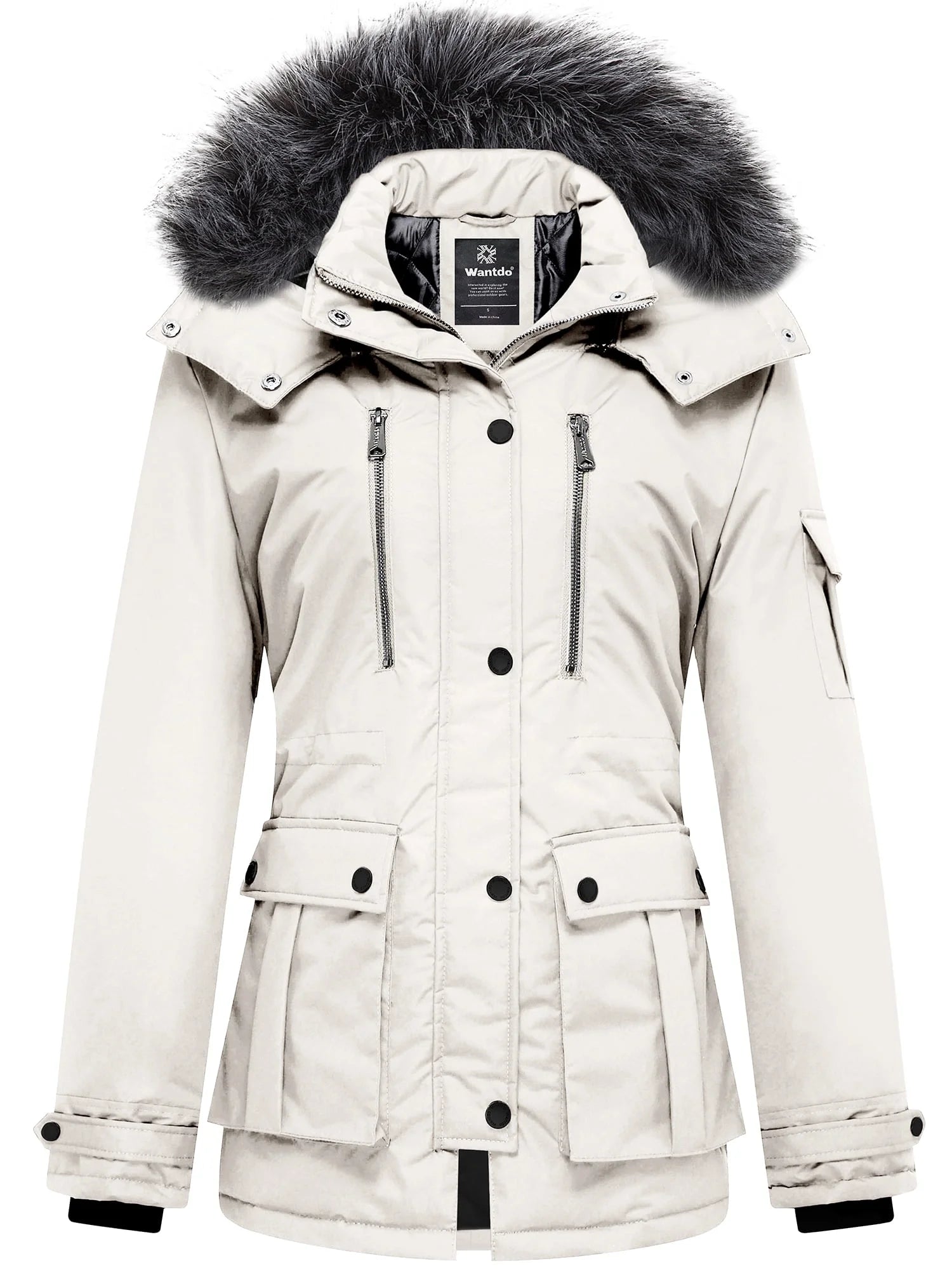 Women'S plus Size Coat Warm Winter Jacket Windproof Outerwear Jacket Beige Xl
